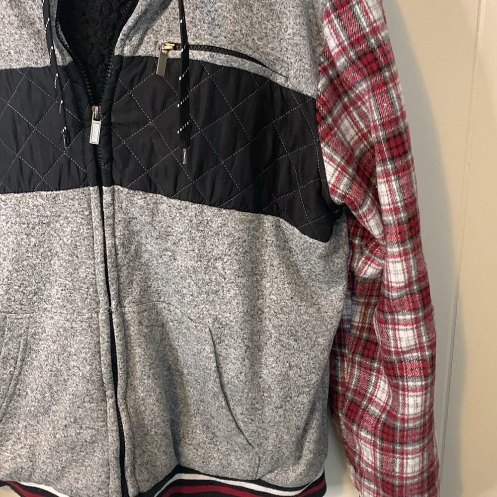 Blue Gear Plaid Flannel Zip Up Jacket Size Large
